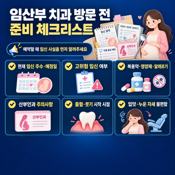 대전 임산부 치과 방문 전 임신 주수 고위험 임신 복용약과 증상 준비 체크리스트