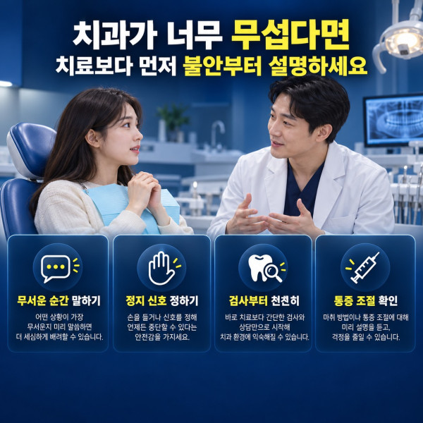 대전 치과공포증 진료 전 두려운 원인과 첫 상담에서 확인할 통증 조절 정지 신호 단계별 치료 안내