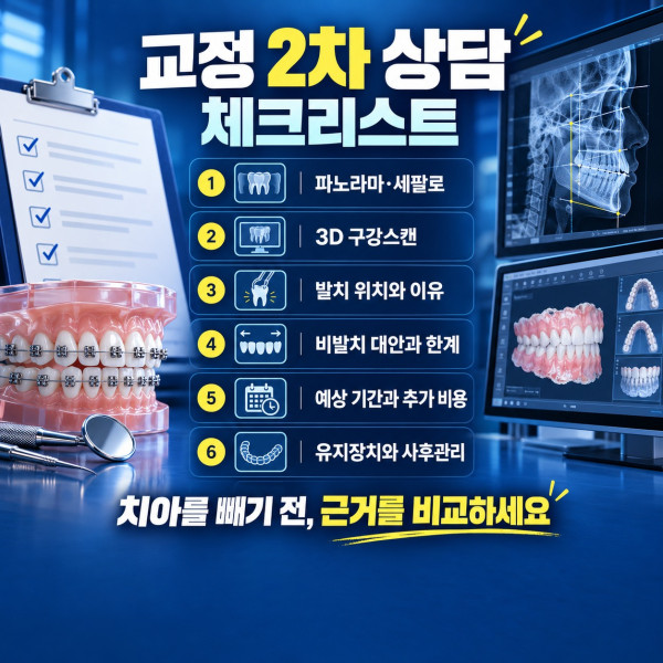 교정 발치 진단 후 다른 치과에서 2차 상담할 때 준비할 검사자료와 확인 질문