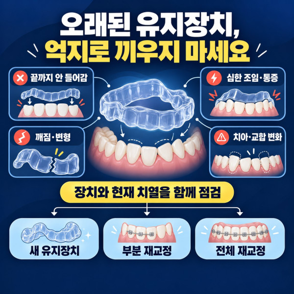 교정 후 재발 원인과 오래된 유지장치 파손 변형 및 무리한 착용 주의사항 체크리스트